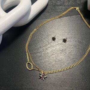 STAinless nickel steel women's chain and earrings